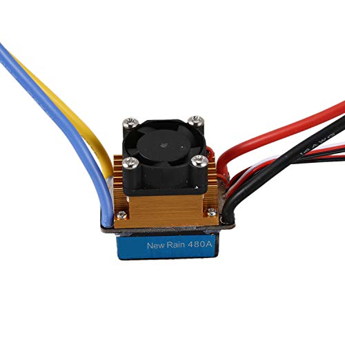 Jolsaawie 480A GebüRsteter ESC-Einzelmotor mit LüFter Wasserdicht 2-4S 3 5V / 3A BEC für RC-Cars von Jolsaawie