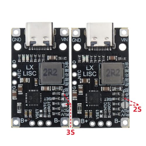 Jolsaawie 5 StüCk Typ-C 2S Lithium-Batterie-Ladeboost-Modul 8,4 V 12,6 V mit Ausgewogener UnterstüTzung, Schnellladung mit Anzeige von Jolsaawie