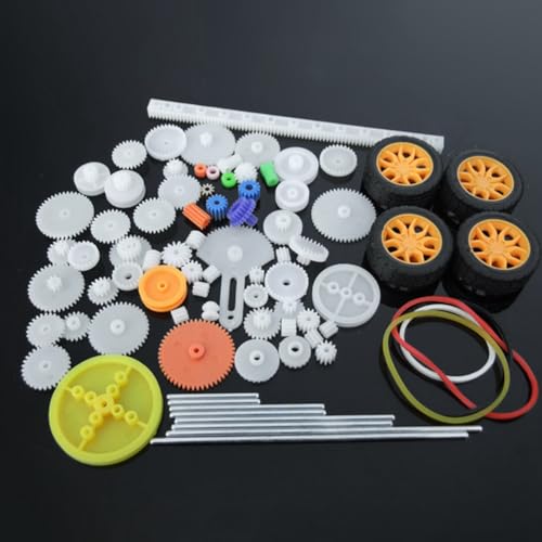 Jolsaawie 78-Teiliges Modellpaket für Wissenschaftliche Experimente, Ersatzteile, DIY-Auto-Zahnradsatz, Roboter, RC-Flugzeug, Achsen, Reifen, Kits von Jolsaawie