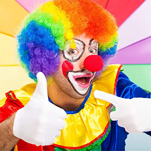 Jolsaawie Clown KostüM Clown PerüCke Clown Nase ZubehöR Fliege WeißE Handschuhe für Damen Herren Erwachsene Karnevalsparty von Jolsaawie