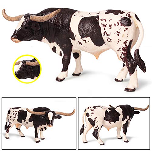 Jolsaawie Kunststoff Longhorn Bull Cattle Tiere Actionfiguren Statische Süße Modell Sammlung Kuh Modell Spielzeug für Kinder von Jolsaawie