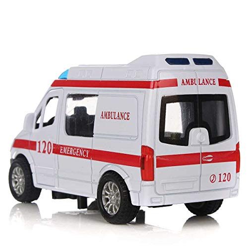 Jolsaawie WeißEr Kranken Wagen Medizinische Fahrzeuge Spielzeug 1/32 Legierung Diecast Auto Model mit Licht & Sound Geschenk für Kinder von Jolsaawie