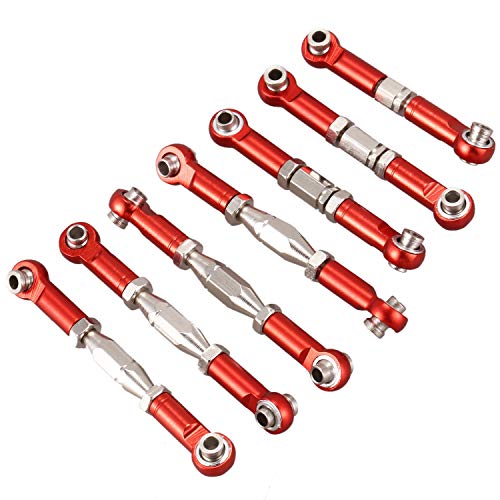 Jolsaawie für 144001 1/14 RC Auto Teile Metall GestäNge Servo Zug Stange Lenkung Spur Stangen Satz, Rot von Jolsaawie