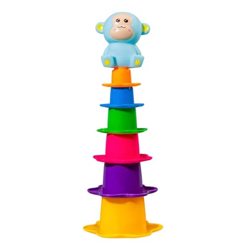 Baby Stacking Cups Bad Spielzeug, Stapelbabys Babyspielzeug - Regenbogennistbecher,Badewater Wasserstapelspielzeug für Mädchen, Freunde, Kinder, im Alter von 0 bis 2 Jahren von Jomewory