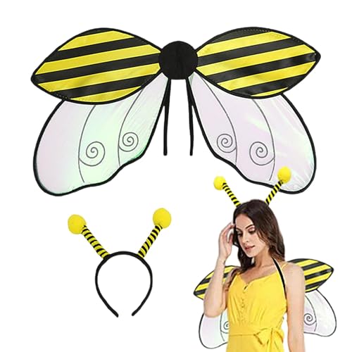 Jomewory Bienenflügel, Bienenflügel Erwachsene | Marienkäfer Biene Cosplay Kostüm Flügel | Marienkäfer Biene Stirnband Flügel Kostüm Zubehör Cosplay Kostüm für Mädchen von Jomewory