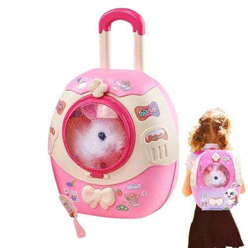 Jomewory Bunny Toy, Hasenspielzeug für Kinder - Rucksack Walk Animal Toy - Interaktive elektronische Plüsch -Kaninchen -Wanderpuppe mit Klängen für Enkelkinder Klassenzimmer von Jomewory