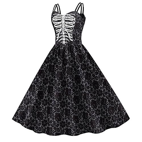 Jomewory Halloween-Kleider, -Kostüm-Outfits für Halloween – weiches Halloween-Gothic-Kleid für Damen von Jomewory