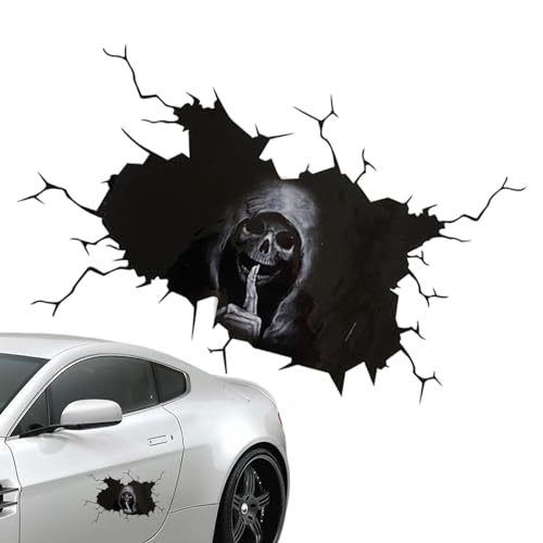 Jomewory Halloween-Schädel-Aufkleber - Halloween-Totenkopf-Riss-Aufkleber,Auto-Heck-Emblem-Abzeichen-Aufkleber, Auto-Fenster-Wand-Festival-Dekoration, Auto-Aufkleber für Kofferraum, Wand von Jomewory