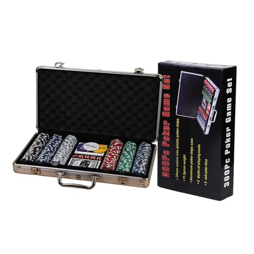 Jomewory Poker-Set mit 300 Chips, Poker-Sets mit Etui - Tragbare professionelle Pokerchips-Casinospiele für Partys,Buntes Pokerspielset. Komplettes Pokerspielset für Blackjack-Turniere von Jomewory