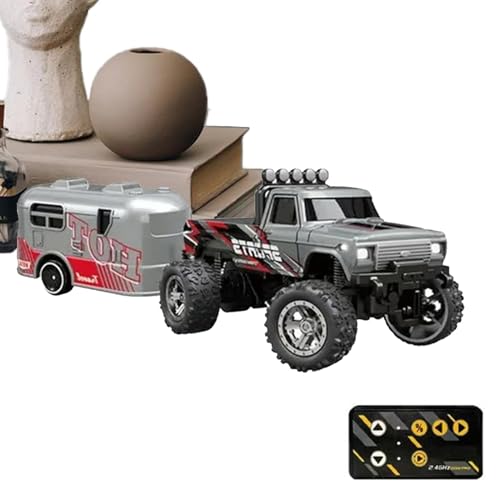 Jomewory RC-Truck-Crawler-Spielzeug, ferngesteuertes LKW-Spielzeug - Kleines Elektroauto-Spielzeug,Wiederaufladbares Elektroauto-Spielzeug, 2,4-GHz-LKW-RC-Fahrzeug mit Lichtern, Maßstab 1:64 für und von Jomewory