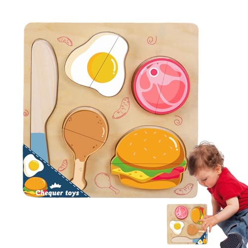 Jomewory Spielnahrung aus Holz für Kinder, Spielzeug zum Schneiden von Früchten, Obst Schneidespielzeug Holz Rollenspiel Essen, Küchen-Vorschul-Essensspielzeug, Puzzle, Lernspielzeug für Mädchen und von Jomewory