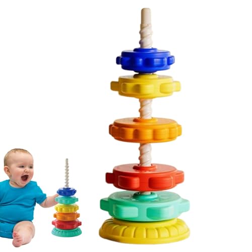 Jomewory Spin-Stacker-Spielzeug,Spinner-Stapler-Spielzeug, Regenbogen-Stack-Spin-Spielzeug, Pädagogische Spin-Stapelspielzeuge, Regenbogen-Stapelringe, Kleinkindspielzeug, sensorisches Lernspielzeug von Jomewory