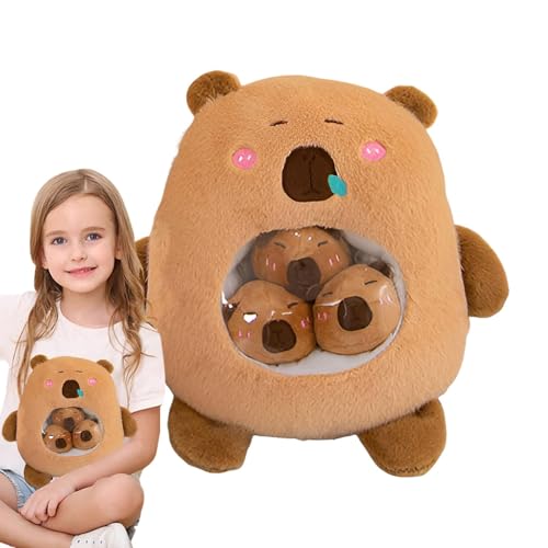 Jomewory Weiches Capybara-Plüschkissen, Capybara-Plüschtier | Kuscheltiere Spielzeug Capibara Plüschtiere,Weiche braune Puppe, niedliches Tier-Plüschtier, Capibara-Plüschpuppe für Kinder und von Jomewory