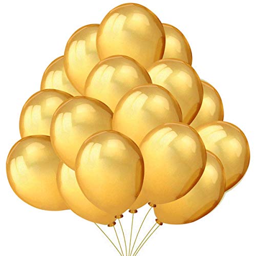 Silvester Deko 2025 – 50 Luftballons Gold Ballon Golden Premiumqualität 36 cm Partyballon 3g. Deko Party Feier Dekoration für Geburtstag, Geburtstagsdeko und Neujahr von Jonami