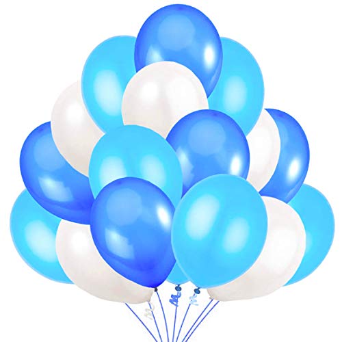 90 Luftballons Blau Weiß Hellblau Ballon Premiumqualität 30 cm Partyballon Deko Babyblau Himmelblau Dunkelblau. Dekoration fur Geburtstags, Baby Shower, Baby Dusche Party von Jonami