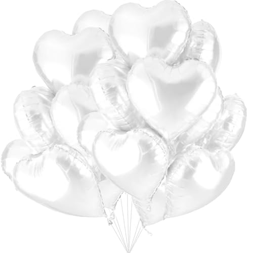 Jonami 25 Herz Folienballons Weiss Helium Luftballon, Romantisch Deko, Dekoration für Romantische Atmosphäre, Heiratsantrag, Valentinstag Deko und Hochzeit von Jonami