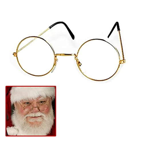 Jonami Brille Weihnachtsmann Kostümbrille Nikolausbrille Weihnachtsmannbrille Nickelbrille Runde Retro Brille Nikolaus für Nikolauskostüm, mit Runden Gläsern von Jonami