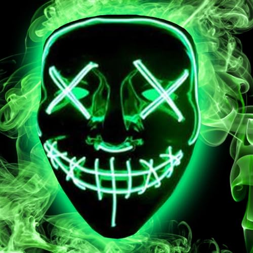 Jonami LED Halloween Maske Purge Lichteffekten Grusel Maske für Fasching, Karneval, Cosplay Kostüm für Herren & Damen - Grün Jonami LED Halloween Maske Purge Lichteffekten Grusel Maske für Fasching, Karneval, Cosplay Kostüm für Herren & Damen - Grün von Jonami