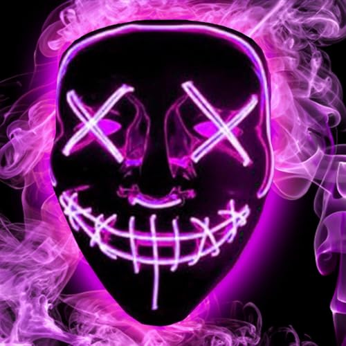 Jonami LED Halloween Maske Purge Lichteffekten Grusel Maske für Fasching, Karneval, Cosplay Kostüm für Herren & Damen - Rosa Jonami LED Halloween Maske Purge Lichteffekten Grusel Maske für Fasching, Karneval, Cosplay Kostüm für Herren & Damen - Rosa von Jonami