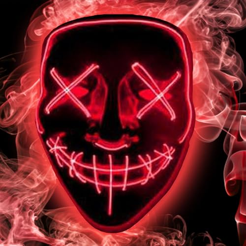 Jonami LED Halloween Maske Purge Lichteffekten Grusel Maske für Fasching, Karneval, Cosplay Kostüm für Herren & Damen - Rot Jonami LED Halloween Maske Purge Lichteffekten Grusel Maske für Fasching, Karneval, Cosplay Kostüm für Herren & Damen - Rot von Jonami