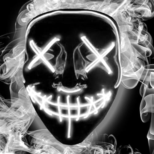 Jonami LED Halloween Maske Purge Lichteffekten Grusel Maske für Fasching, Karneval, Cosplay Kostüm für Herren & Damen - Weiss Jonami LED Halloween Maske Purge Lichteffekten Grusel Maske für Fasching, Karneval, Cosplay Kostüm für Herren & Damen - Weiss von Jonami