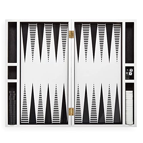 Jonathan Adler - Op Art Backgammon Set - Black/White - Holz/lackiert - Schwarz/Weiss - (BxLxH) 47 x 29 x 11cm von Jonathan Adler