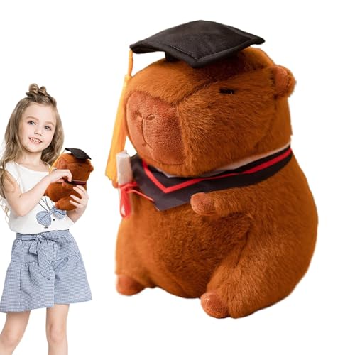 Capybara Kuscheltier, Gefülltes Tier Plüschpuppe, Weiches Kuscheliges Kissen mit Schwarzer Abschlusskappe, Niedliche Capybara Plushies für Wohnzimmer, Esszimmer, Schlafzimmer, Geschenk für Kinder von Jongyumo