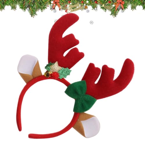 Cartoon-Geweih-Stirnband, Weihnachts-Geweih-Stirnband,Geweih-Design, Weihnachts-Stirnband, Haarband | Kurzes, langes Haar, saisonale Kopfbedeckung, , passend für Erwachsene und Kinder für Bühne, Fotog von Jongyumo