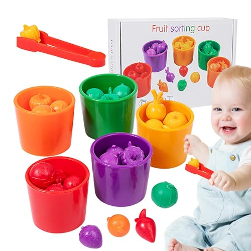 Farbanpassungsbecher, Farbsortierspiel - Fruchtfarben-Lernspielzeug für Kinder,Lernspielzeug für Fruchtsortierbecher, Spielzeug zum Sortieren von Gemüsefarben, Lernspielzeug für die Farbanpassung im V von Jongyumo