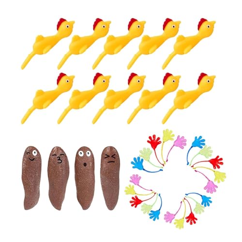 Jongyumo Chicken Fingers Toy, Poop Toy | Slingshot Flying Poop Spielzeugset,Mit 20 Glitter Palms Novel Flying Poop Spiel, Flying Poop Geburtstagsstreich-Requisiten für Erwachsene von Jongyumo