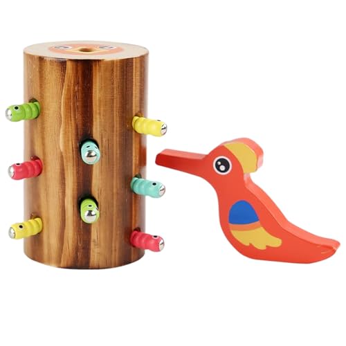 Jongyumo Kindermagnetspielzeug, Holzspechtspielzeug - Holzspecker Fangspielzeug,Pädagogisches Vorschule Lernen Playset Magnetic Bird Feeding Game für Zuhause von Jongyumo