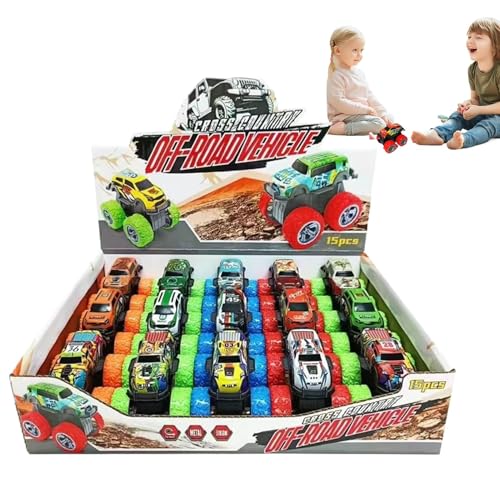 Jongyumo Zurückziehen Spielzeugautos, 15x Buntes Lustiges Interaktives Rennspielzeug, Fahrzeugspielzeug Spielpreise Rückenwagen Geschenke für Kinder im Alter von 3+ von Jongyumo