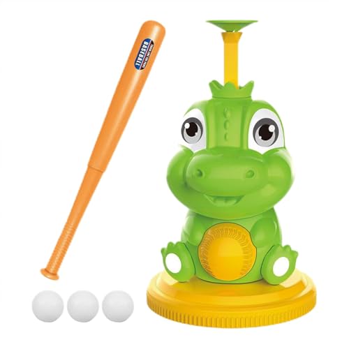 Kinder-Teeball-Set, Kleinkind-Baseball-Set - Cartoon Dinosaurier Baseball Pitching Maschine Kleinkind Sportspielzeug,Mehrzweck-Baseballtrainer für Kinder, Baseball-Trainingsausrüstung für Kinder, und von Jongyumo