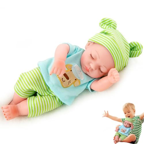 Realistische Babypuppen,10 Zoll schlafendes Silikon-Babypuppen-Mädchen | Niedliche neugeborene Mädchenpuppen Simulation realistische weiche wiedergeborene Puppen Geburtstagsgeschenke Spielzeug für Mäd von Jongyumo