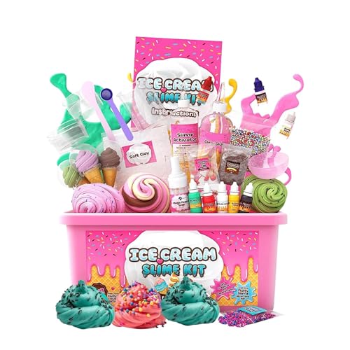 Schleim Selber Machen Set, Lustigen Flauschigen Eiscreme Schleim, Set Zur Herstellung Von Durchsichtigem Schleim, Schleim Butter Schleim Set Stressabbau Geschenk Für Kinder 6-12 Jahren von Jongyumo