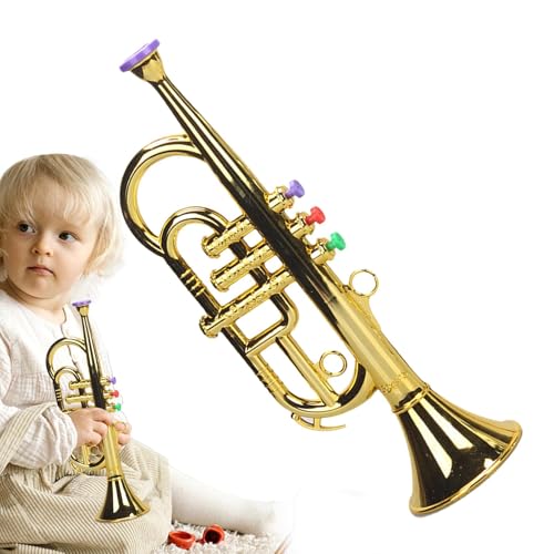 Trompete für Kinder, Tragbare Trompete Spielzeug, Musikspielzeug Blechblas Musikinstrument, Pädagogisches Trompetenspielzeug für Frühes Musiklernen Blasblasinstrument Trompeten Instrument Spielzeug von Jongyumo