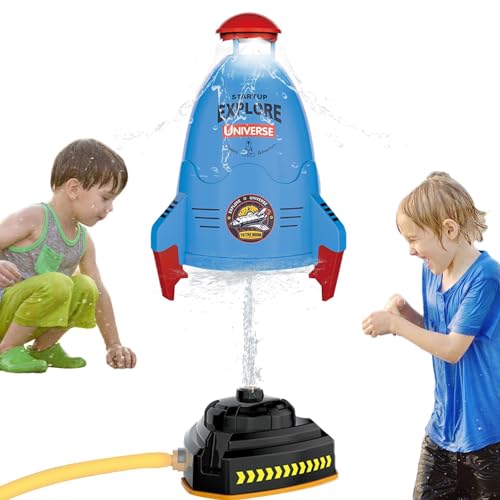 Wassersprinkler für Kinder, Wasserspielzeug für Kinder im Freien - Höhenverstellbare Sprühflasche, Raketenstart | Kinder-Raketenspielzeug, Outdoor-Wasserspielzeug, manuelles Wasserpumpenspielzeug, 360 von Jongyumo