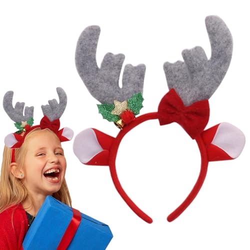 Weihnachtsgeweih-Haarband, Weihnachtsgeweih-Haarband,Süßes Geweih-Haarband für Weihnachten - Kurzes, langes Haar, saisonale Kopfbedeckung, , passend für Erwachsene und Kinder für Bühne, Fotografie von Jongyumo