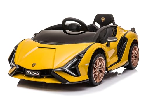 JooTech Kinder Elektroauto | Elektrofahrzeug | Lamborghini Sian | mit USB/MP3 Player | mit Fernbedienung | Gelb/Schwarz von JooTech