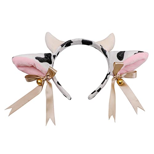 Joocyee Cow Girls Cosplay Kopf Zubehör Großes Paar Tagebuch Cow's Ears Kopfband Kopfbedeckung Süße Hörner Anime Cosplay Kopf Reifen, Kuh Stirnband Haarnadel Kopfbedeckung Zubehör, wie Gezeigt von Joocyee