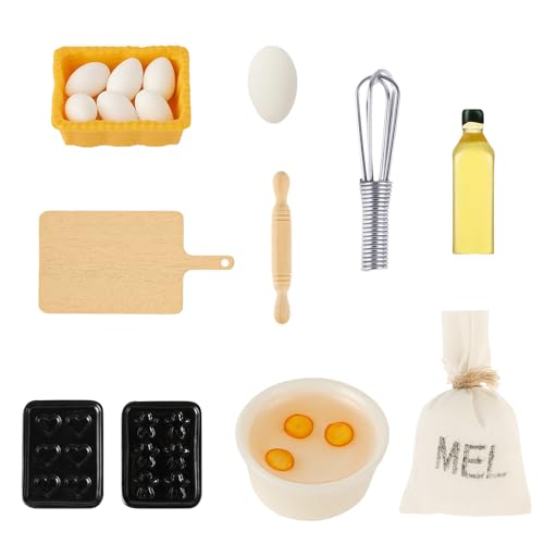 Jooheli 15PCS Miniatur Wichtel Zubehör, Mini Puppenhaus Zubehör, Miniatur wichtel zubehör backen, Weihnachten Miniatur Deko Miniatur Eier Nudelholz Mehlsackküche Zubehör von Jooheli