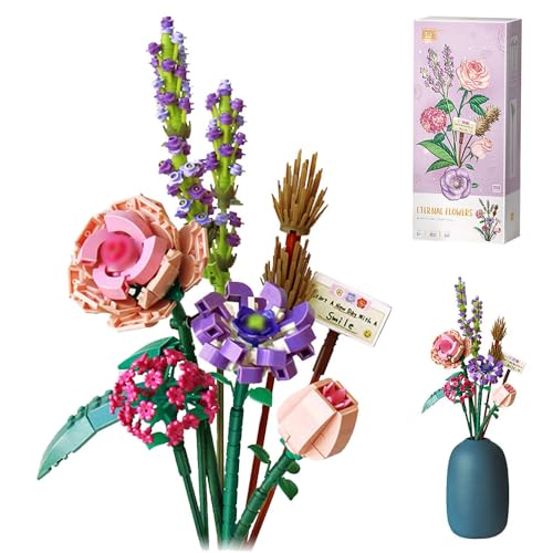 Jooheli Blumenstrauß Bausteine, Künstliche Blumen Konstruktionsspielzeug, Blumenstrauß für Erwachsene, DIY Bauspielzeugsets, Blumenstrauß Bauspielzeug für Home Deko, Geschenk für Frauen und Männer von Jooheli