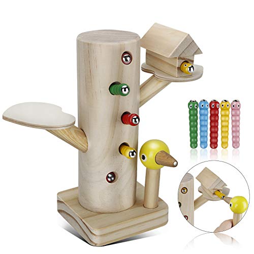 Jooheli Montessori Spielzeug, Magnetisches Spielzeug Kinder Spiel 3 Jahre, Specht Raupen Fangen Spiel Montessori Spielzeug, Lernspielzeug ab 2 3 4 Jahren Jungen und Mädchen Geschenke von Jooheli