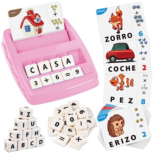 Joozmui Juego Educativo 2 en 1 de Números y Letras para Niños DE 3-8 Años - Juegos y Regalos para Niños (Versión en Español) (Rosa) von Joozmui