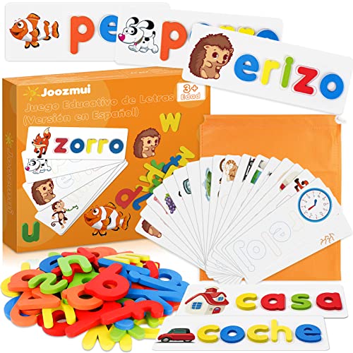 Joozmui Kinderspielzeug ab 3 4 5 6 7 Jahre, Buchstaben Lernen Lernspiele ab 3-7 Jahre Lesen Lernen Spiele ab 3-7 Jahren Montessori Spielzeug ab 3-8 Jahre Junge Einschulung Geschenk (Spanische Fassung) von Joozmui