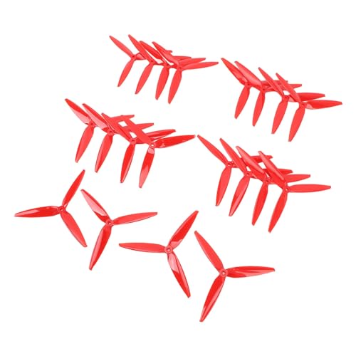 Jopwkuin Drohnenpropeller, 10 Paar 3-Blatt-Propeller aus Polycarbonat, Einfach zu Montieren, Leicht, für 7-Zoll-FPV-Drohnen (Rot) von Jopwkuin