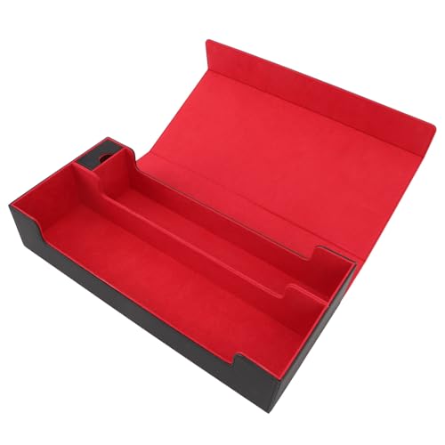 Jopwkuin Kartendeck-Hülle, Kartendeck-Aufbewahrungsbox, Praktisch, Schön, Großes Fassungsvermögen für Visitenkarten (Schwarz Rot) von Jopwkuin