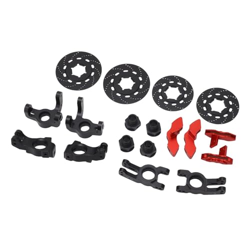 Jopwkuin Lenkradschale, Aluminiumlegierung, Rostfrei, Hochsimulations-RC-Car-Upgrade-Teilesatz, Verbessertes Bremssystem, Lange Lebensdauer für KM C3 E8414 E8415-Autos (Rot) von Jopwkuin