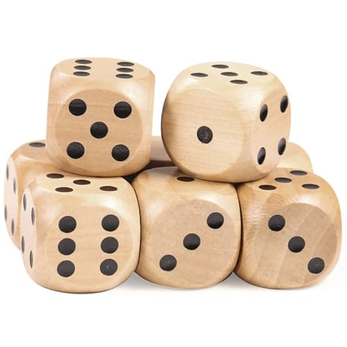 Jortmrd 8 Stück Holzwürfel 30 x 30 x 30mm Würfel Holz Groß Spielwürfel Holz 6 Seitige Natur Holz Dice für Kartenspiel Partyspiele Zubehör von Jortmrd