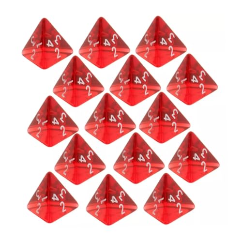 15 teiliges rotes Würfelset D4 vierseitige Edelsteinwürfel 2 cm 4 Würfel RPG Würfel Würfelspieler Zubehör Langlebig und nützlich Praktisch und kostengünstig von Jorzer